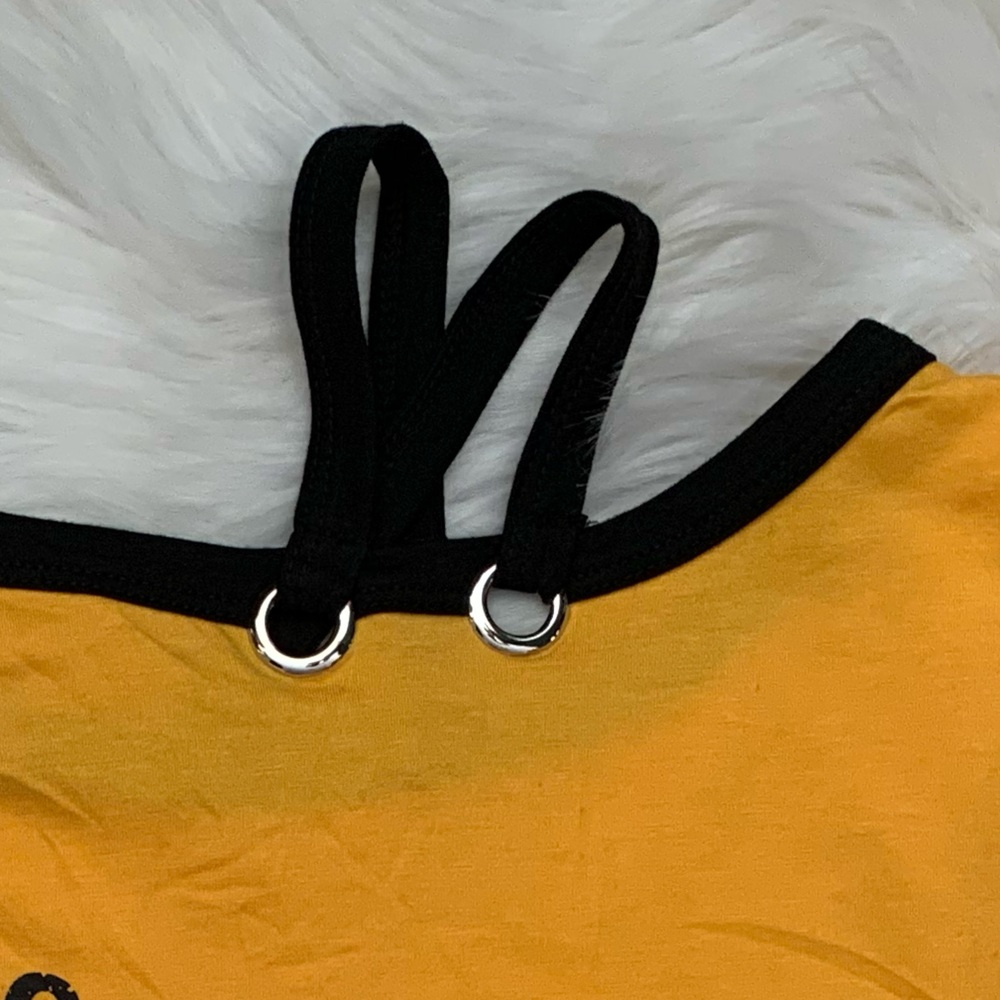 Yellow Cold-Shoulder Beach Graphic Tee NWOT XL - Picture 4 of 6